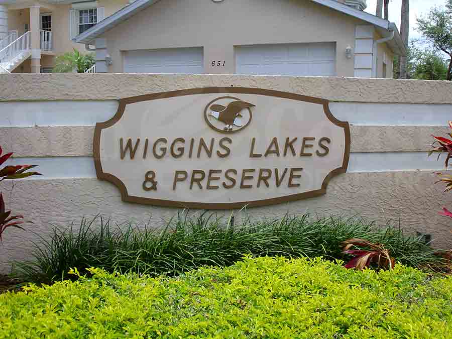 Community Sign at Wiggins Lakes and Preserves in Naples, Florida